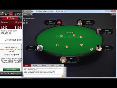 Replay | Final table PokerStars Bounty Builder Series 128: $109 NLHE 6-Max, Hyper-Turbo Feb 12, 2020