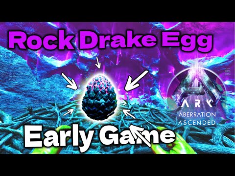 How to get a Rock Drake Egg Early Game Aberration Ark Ascended. How to tame Rock Drack Easy