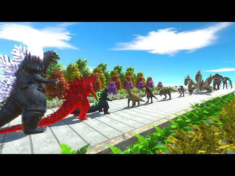 Gozilla Red; Space Godzilla And Super Godzilla Death Run - Animal Revolt Battle Simulator