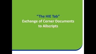 HIE Tab for TMH Allscripts