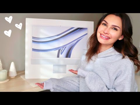 imac m3 unboxing & desk setup! 🖥️🤍