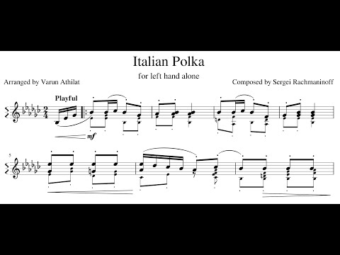 Rachmaninoff-Athilat: Italian Polka (for left hand alone) (Piano Sheet Music)