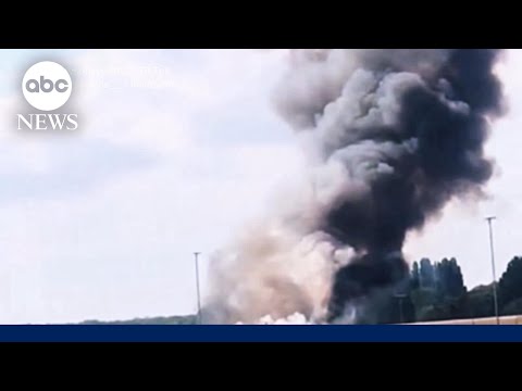 Fiery plane crash near London