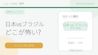 【世界ニュース】ワールドカップ日本代表はなぜブラジル戦が厳しいのか 次の日本戦を見るポイント