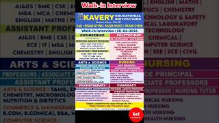 walk-in Interview| Kavery institution. #salem #tamilnadu #hiring #job #career #wanted #walkin #short