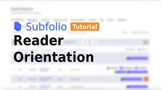 Learning Subfolio: Reader Orientation