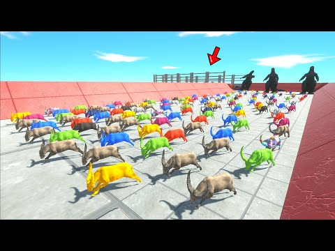 SPEED RACE TO EAT MANY COLOR WATER BUFFALO SAFETY GODZILLA!🔥 - Animal Revolt Battle Simulator