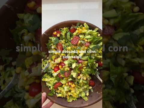 Simple & easy avocado and corn side salad recipe: Ready in under 10 minutes! #healthyrecipes #salad