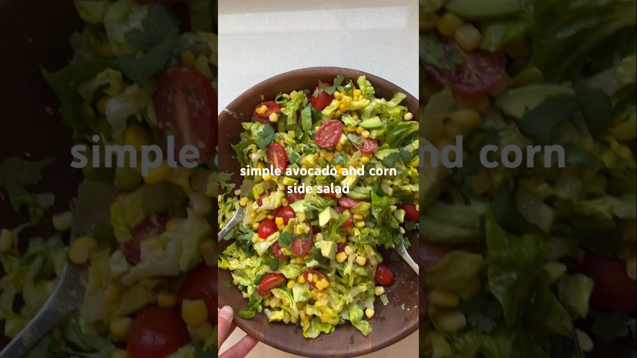 Simple & easy avocado and corn side salad recipe: Ready in under 10 minutes! #healthyrecipes #salad