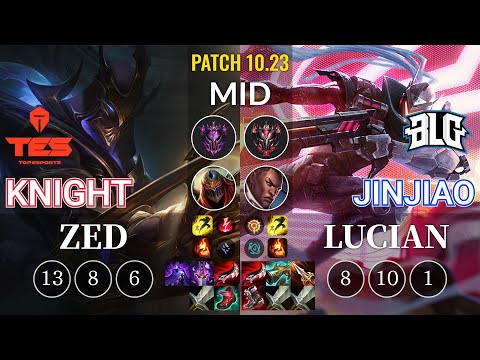 TES knight Zed vs BLG Jinjiao Lucian Mid - KR Patch 10.23