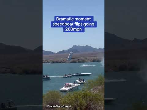 Dramatic moment speedboat flips going 200mph