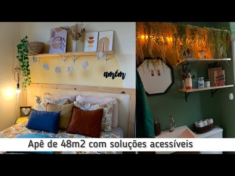 Apê de 48m2 com mistura de estilos e ideias acessíveis