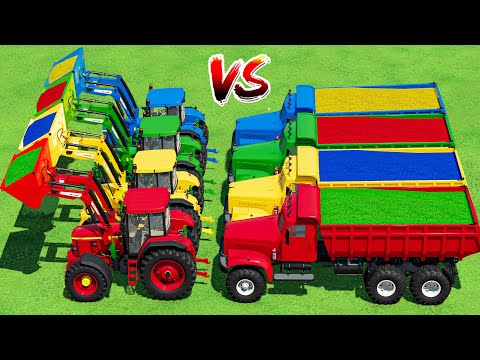 LOAD & TRANSPORT COLORED SUNFLOWER  with JOHN DEERE & KAMAZ TRUCK in Spiral Bridge Stunt Ride! FS22