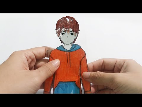 How to make Paper Doll Boy drawing clothes and hair for doll with paper | LUXO Handmade