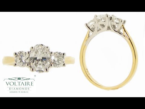 ER 1189 Stunning Three Stones Set In Yellow Gold Band With White Gold Twisted Setting