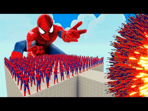 100x SPIDER MAN + 1x GIANT vs 1x EVERY GOD   Totally Accurate Battle Simulator TABS