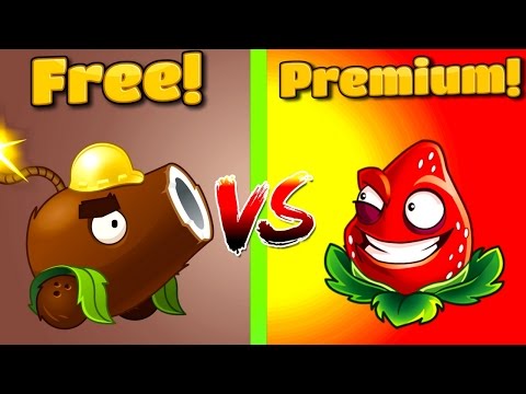 PVZ Free vs Premium Plants vs Zombies 2 COCONUT CANNON Vs STRAWBURST PVZ 2 Gameplay Primal