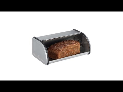 Boîte à pain couvercle coulissant Noir - Argenté - Métal - 34 x 14 x 21 cm