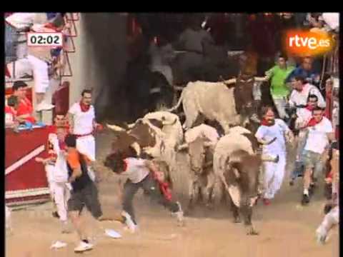 July 11 2010 encierro with Miura bulls in Pamplona