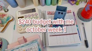 $240 weekly cash plan & completed savings challenge reallocation | budget with me | october week 1