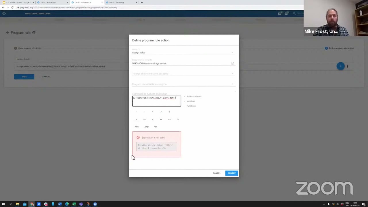 DHIS v2.37 Tracker - Program Rule Validation