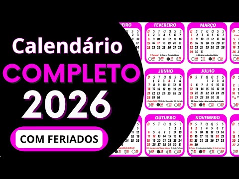 Calendário 2026 Completo – Feriados Nacionais + Fases da Lua