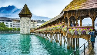 4K Walking Tour Rainy Day in Lucerne🇨🇭Switzerland