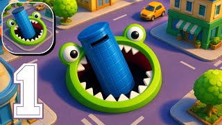 Hole.io - Gameplay Walkthrough Part 1 - ALL MAPS & MAX HOLE SIZE (iOS, Android)