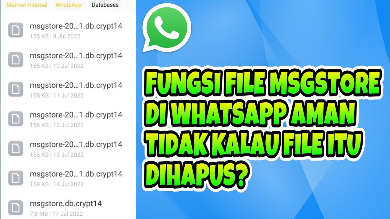 Fungsi Msgstore Di Whatsapp, Aman Tidak Kalau Msgstore.db.crypt12 Dihapus