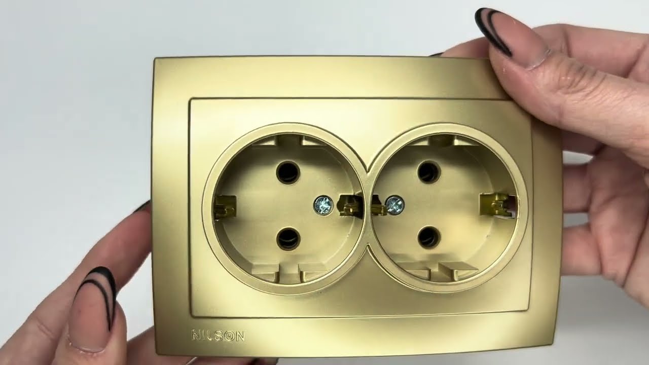 Розетка двухмесная с/з NILSON Touran Золото 24151025