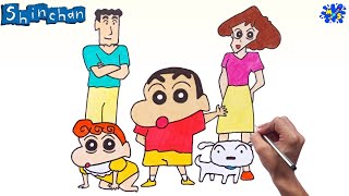 Shinchan Drawing  How to Draw Shin chan family Ste