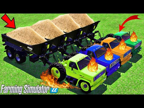 HARVESTING AND LOAD WHEAT IN MINI TRUCKS AND EXPORT TO THE FARM💲Farming Simulator 22