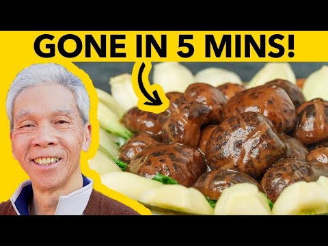 🥬 🍄 Dad’s FANCY Braised Mushrooms & Bok Choy! (白菜燜冬菇)