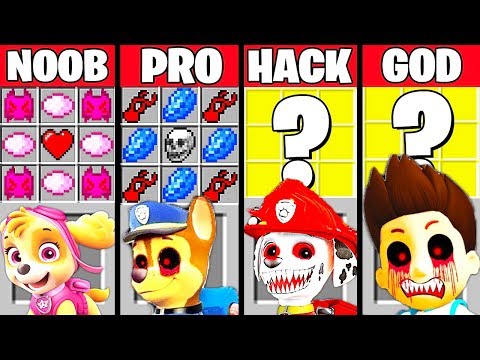 Minecraft Battle: PAW PATROL RYDER EXE CRAFTING CHALLENGE - NOOB vs PRO vs HACKER vs GOD ~ Animation