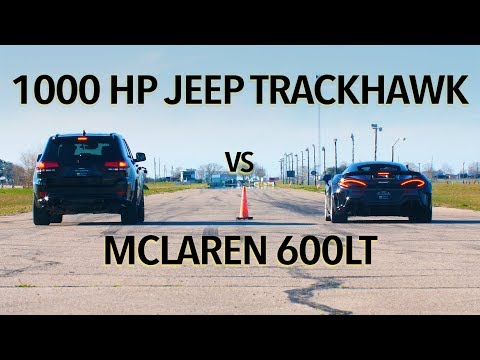 Thumbnail for McLaren 600LT vs 1000 HP Jeep Trackhawk Drag Race by Jeep, Car