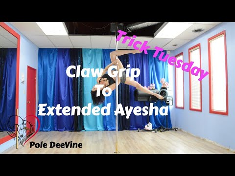 Pole Trick Tutorial - Claw Grip to Extended Ayesha combo (master pole fitness)