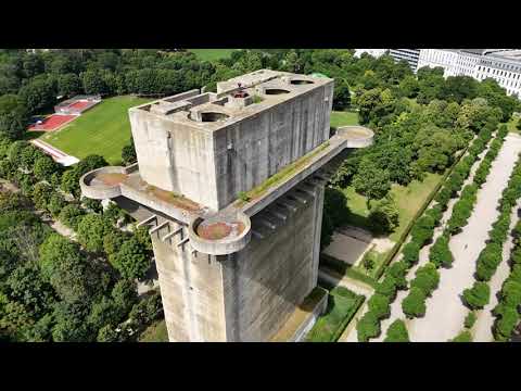 SQUARE Flakturm or Flak Tower or Flaktürme is a and Gun Tower DRONE  - Vienna Austria - ECTV