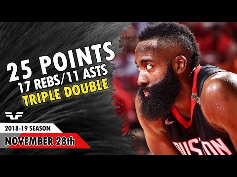 James Harden Triple-Double - 2018.11.28 - Rockets vs Mavericks - 25 Pts, 17 Asts, 11 Rebs, 6 Steals!