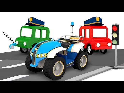 The 4 Little Cars Build a Police Quad - Educational Cartoon for Young Children
