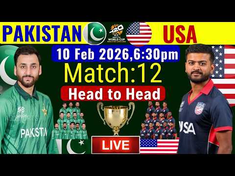 🔴Live: Pakistan vs USA Match 12 | ICC T20 World Cup 2026 Match 12 | PAK vs USA Match Live