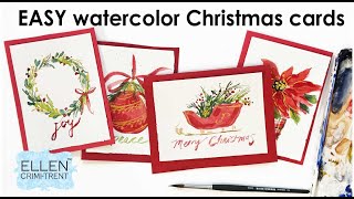 EASY & simple Watercolor Christmas Cards / Beginner tutorial