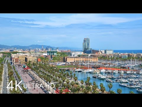 FLYING OVER BARCELONA ( 4K UHD ) - Relaxing Music Along With Beautiful Nature 4K Video Ultra HD