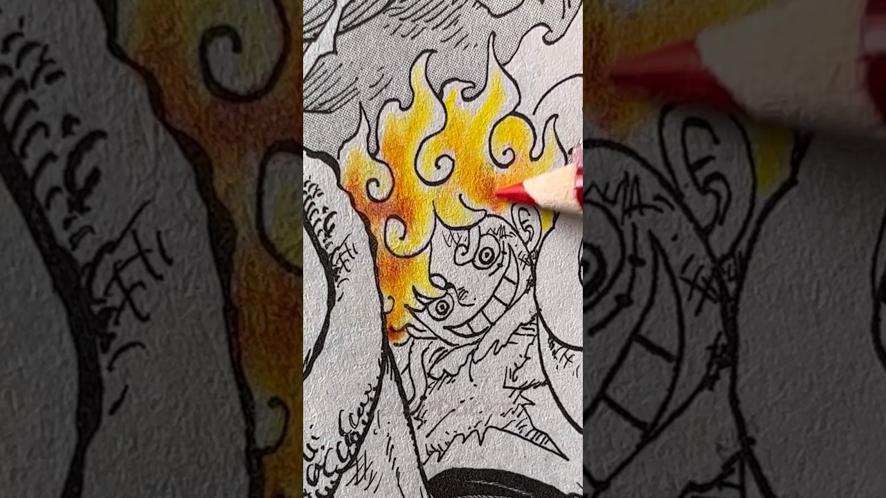 Colouring a Manga page! #manga #colour #drawing #creativeart #joyboy #luffygear5 #onepiece