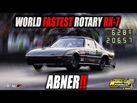 World Fastest Rotary Mazda Rx-7! Abner 6.28 @206MPH - New World record at World Cup Finals 2025!!