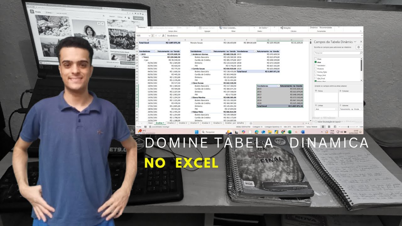 Curso  de  Excel aula 20  Domine  tabela   dinamica apenas  uma  aula!