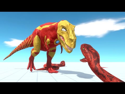 SUPERHERO IRON MAN - T Rex Vs All Units (Reptiles) - Animal Revolt Battle Simulator