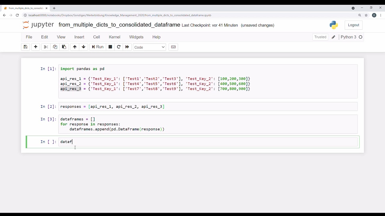 Convert Multiple Dictionaries to Pandas Dataframe