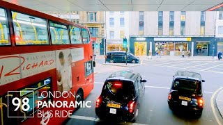 London Bus Ride | Route 98 | Holborn to Willesden Bus Garage through Christmassy Oxford Street | 4K