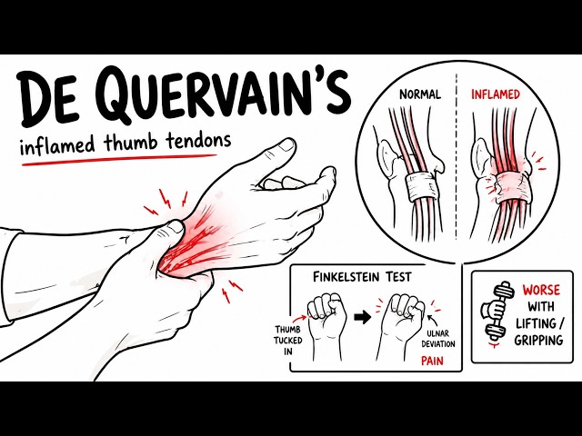 De Quervain’s Tenosynovitis: Thumb Wrist Pain (Finkelstein Test, Causes, Treatment)