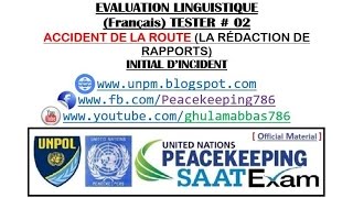 Français EVALUATION LINGUISTIQUE TESTER # 02 ACCIDENT DE LA ROUTE (LA 